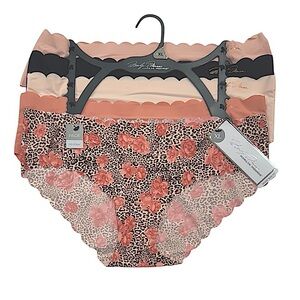 MARILYN MONROE 5 Pack No Show Panties Floral Animal Print Scallop Trim NWT XL